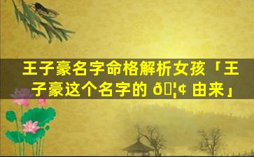 王子豪名字命格解析女孩「王子豪这个名字的 🦢 由来」